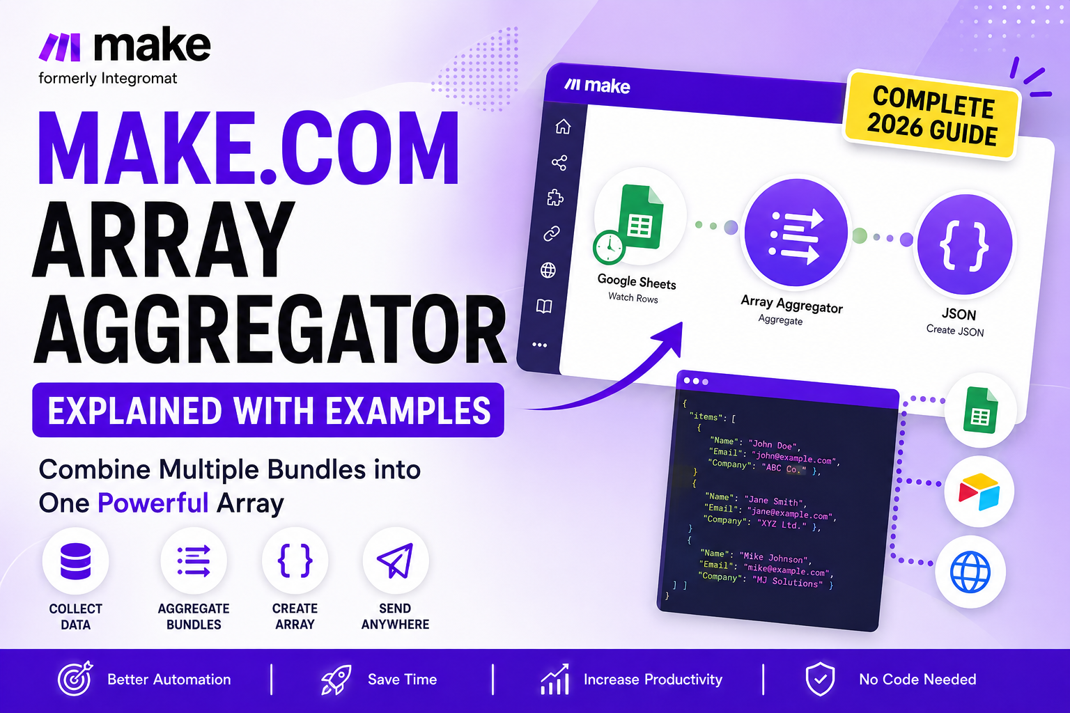 Make.com Array Aggregator explained with examples for workflow automation