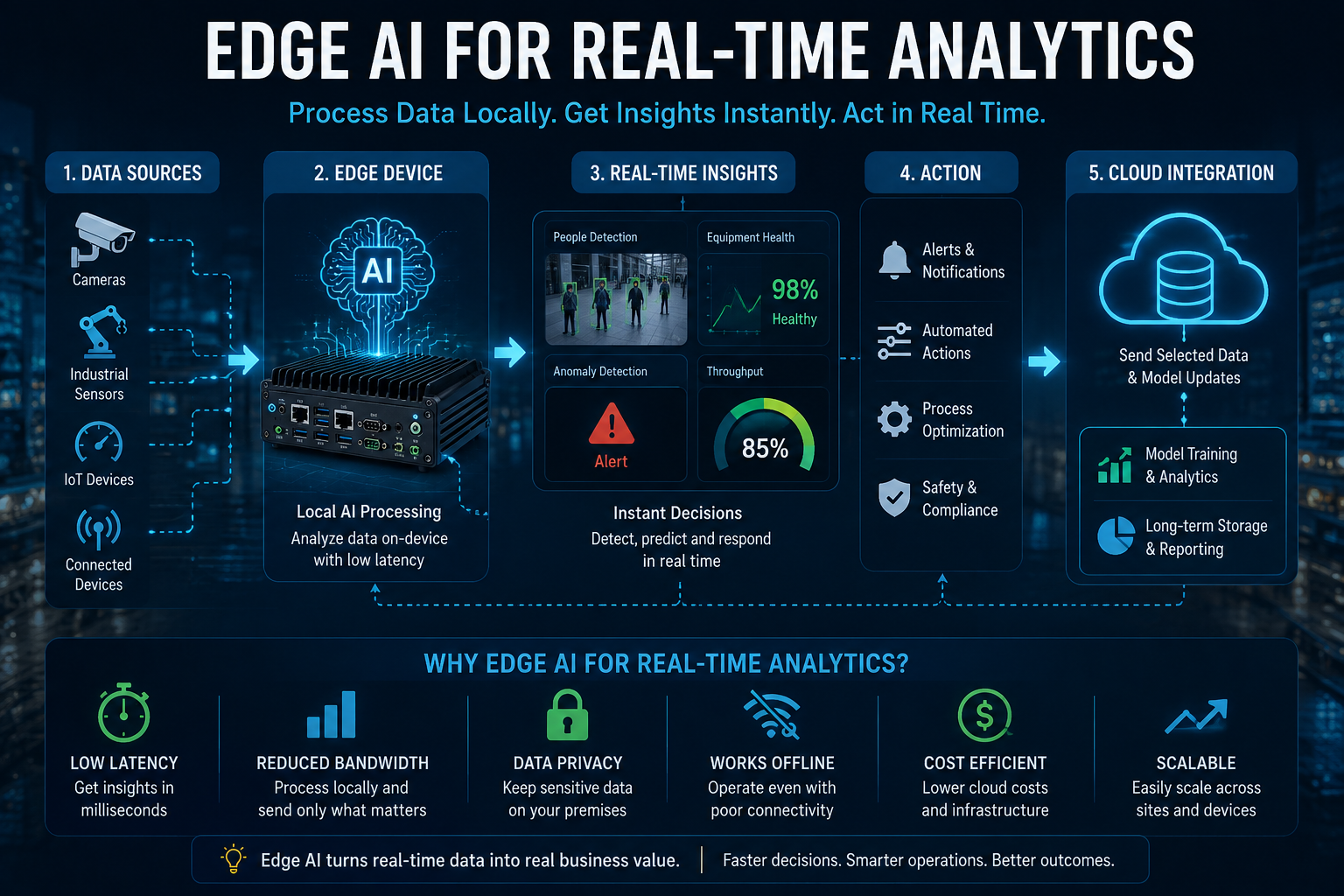 Edge AI for real-time analytics processing data locally for instant decisions