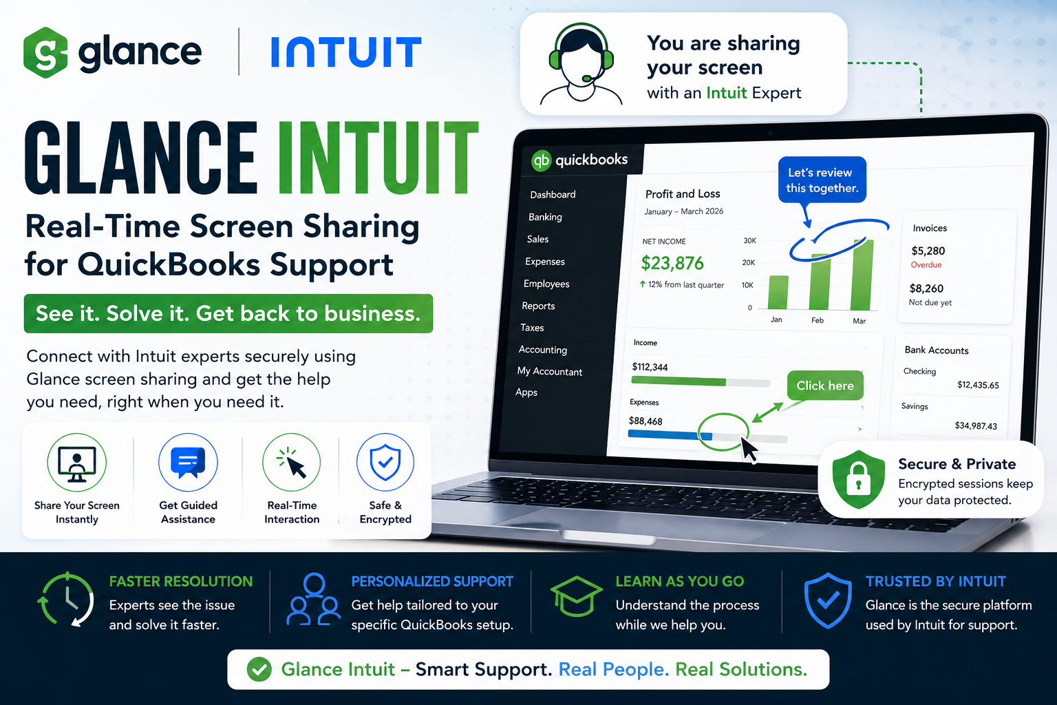 Glance Intuit Secure Screen Sharing Glance Intuit secure screen sharing for QuickBooks support